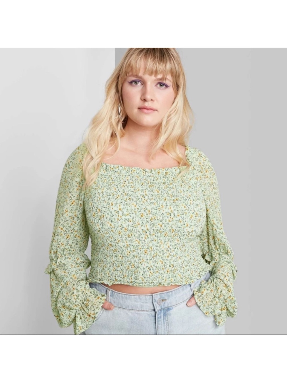 NWOT Wild Fable: Boho Long Sleeve Smocked Floral Top XL